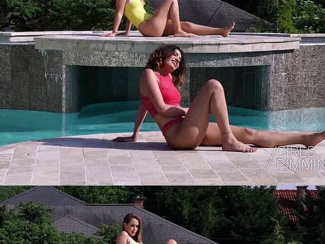 Hot threesome rimming with brunette Latina Penelope Cum and