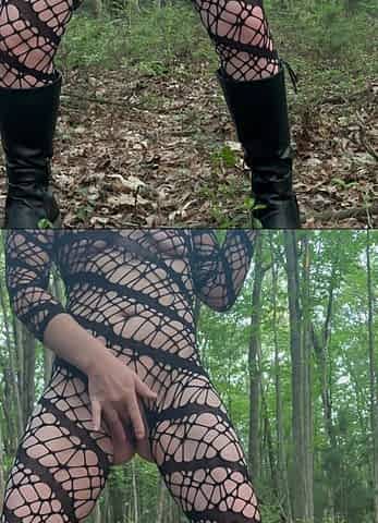 Hot MILF in Lingerie Masturbating & Squirting in the Woods