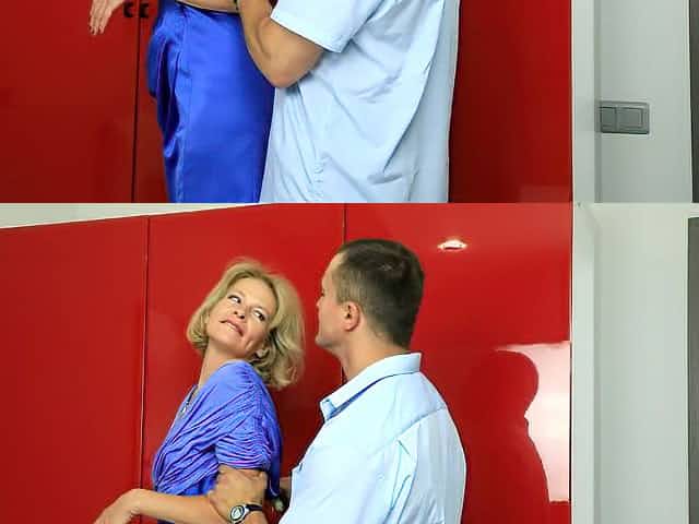 Blond cougar Diana Gold is having sex fun with young dude living nextdoor
