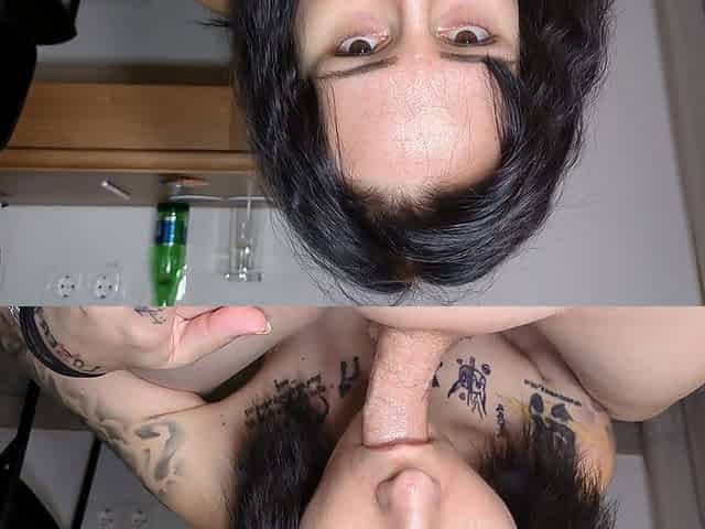 Ordered Goth Girl Gives Deepthroat Blowjob in Hotel Room