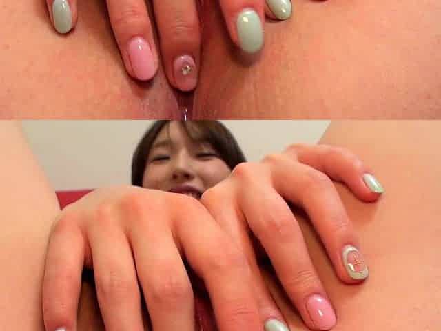 Naughty Asian milf Julia solo masturbation close up