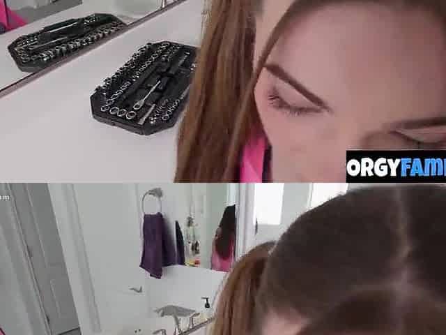 Nasty Step daughter Acts Up at Her Stepdad's Office to Get His Hard Knob