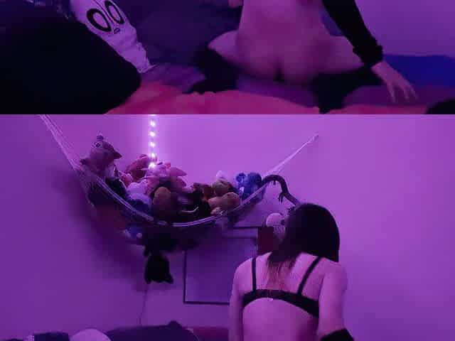 Transgirl wench rides and screws herself with a vibrator