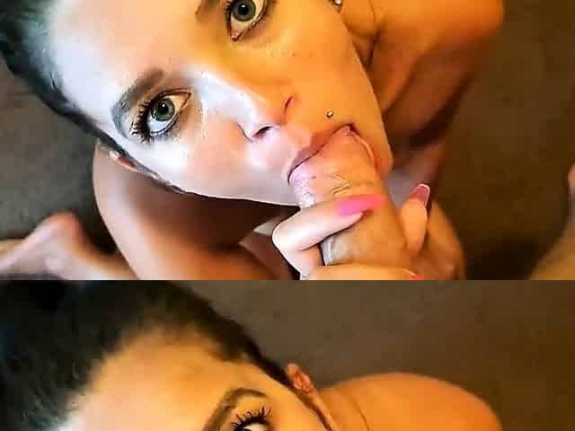 Cute ex-GF gives POV blowjob and swallows my cum load