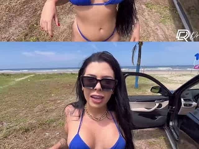 Dirty dark haired fledgling milf Drii Cordeiro had a steaming DT by the river.