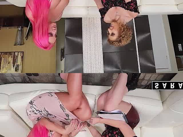 Cougar Sara Jay & Pink Haired Sexy Booty Hollywood In Lesbo Action!