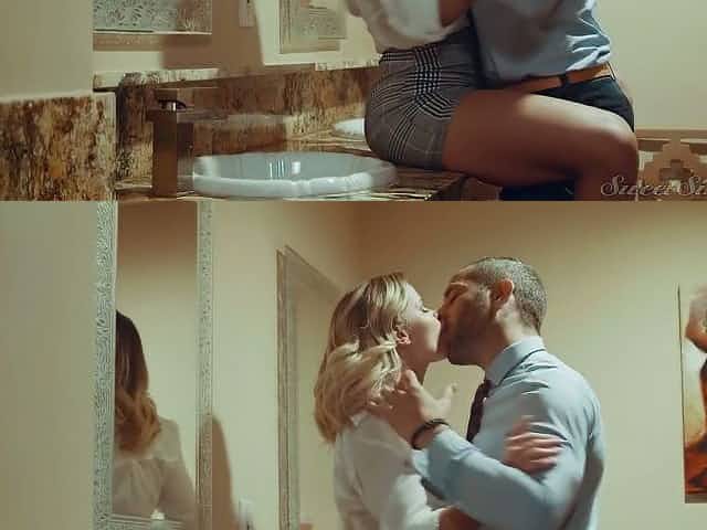 Blond hottie Jessa Rhodes is having crazy quickie with her BF in the bathroom