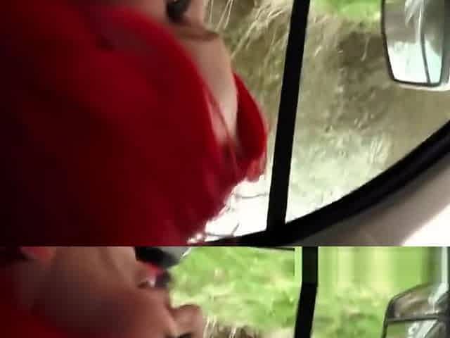 Big Tits redhead teen with blue eyes deepthroat blowjob