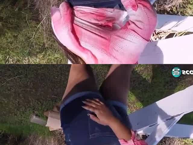Africa Gets Out Her Giant Tits Outdoors And Plays With Her