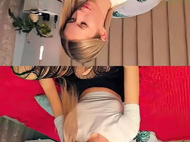 Blonde teen in solo action with her pussy