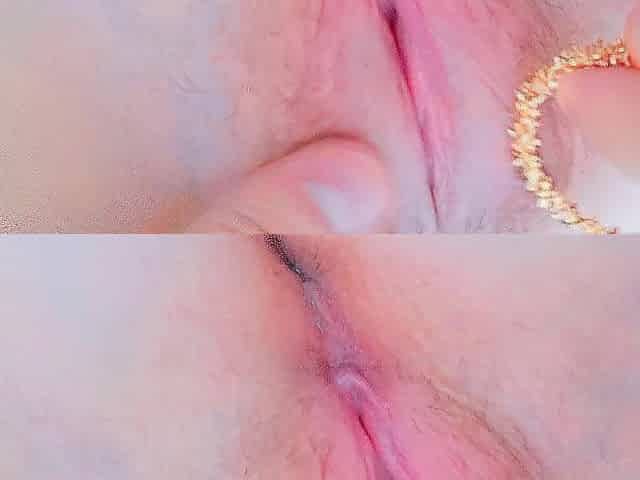 sanding her vagina with gold between her lips