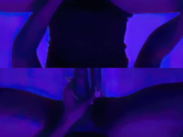 Jerking off a large cock and talking impure