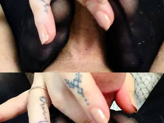 Intimate footjob captured in silky lingerie