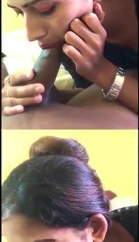 Indian Girl Blows her BF for the First time and licks ass