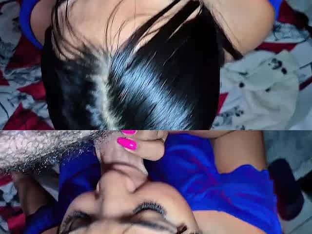 My cute girlfriend showing what this babe can do with her throat and my ball