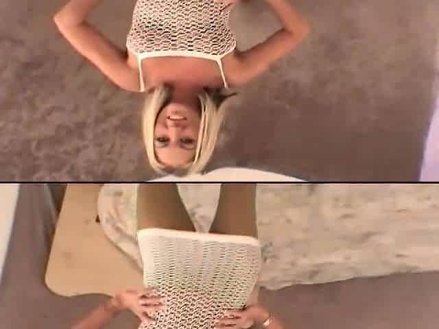 Starri Using Huge Glass Dildo Thru Her Sheer Tights