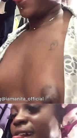 African Girl with Shower and Finger Herself, Squirting and Moaning