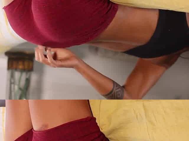 Red Shorts Trouble on the Daybed - Don't miss this butt