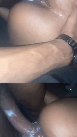 Tiny black creampie after work