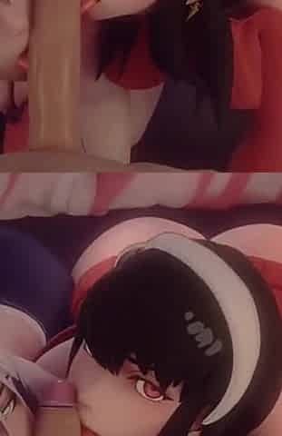 Yor Forger and Fiona Frost Having a Threesome with Loid Forger Double Blowjob Sex Hentai Dragk