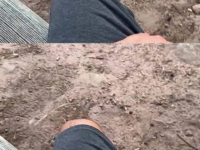 Tugjob From a Cute Stranger in the Forest. Cum on feet. White toe nails
