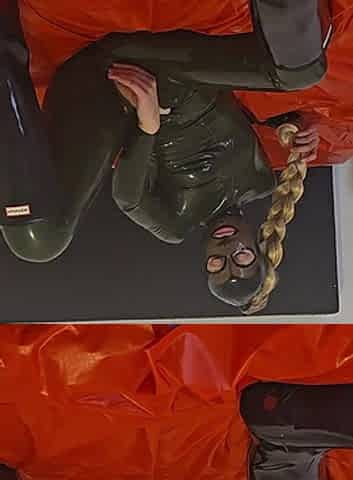 Latex Girl in Rubber Boots Masturbate with Dildo and Magic Wand Until Her Orgasm! She Love It to Moan!