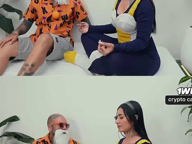 Veguetta sits astride Master Roshi's knob and eats all his jizz - molten insane XXX!