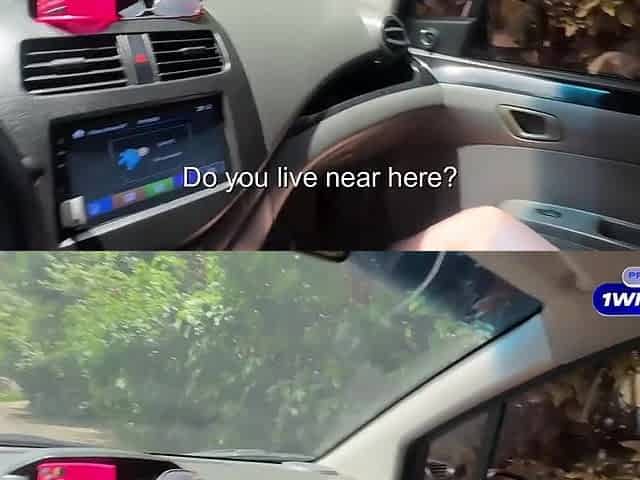 Glamorous golden-haired gal with a large butt has sex in a stranger's car.