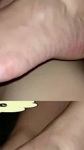 Footsie MILF get's cum on feet!