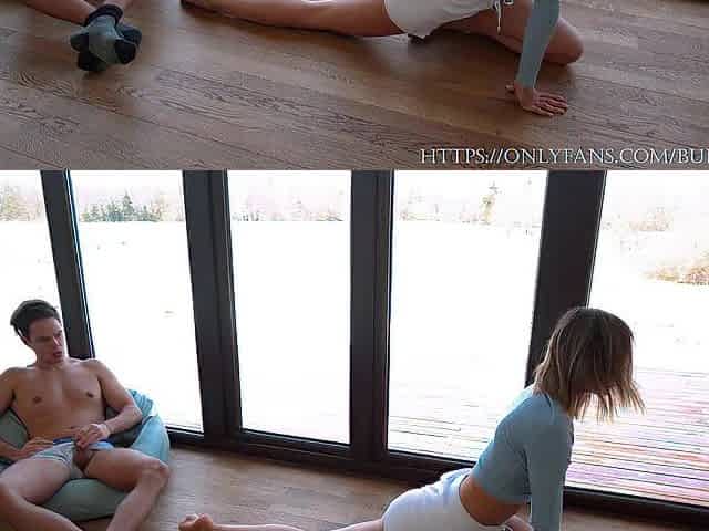 Yoga Time! Can't Resist And Banged Her Vagina Full Filled Of Cum