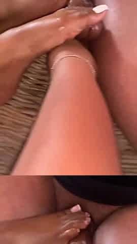 SLOPPY FOOTJOB CUM ON OUR TOES