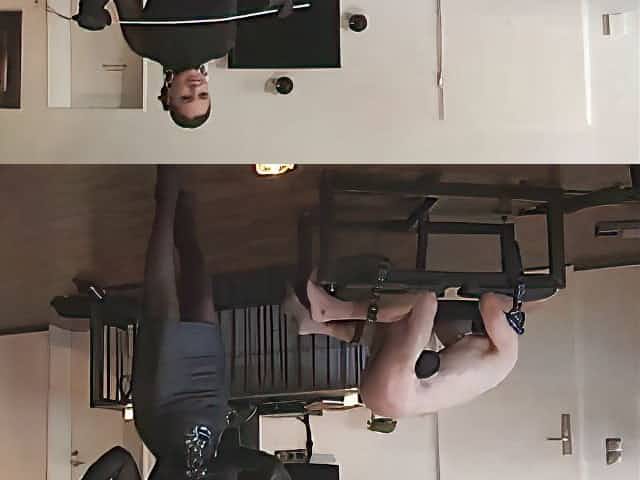Brunette bitch is torturing her sex slave