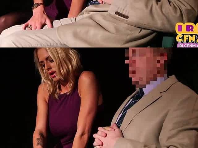 Euro blondie CFNM bae giving HJ in public