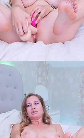 Masturbates with a Big Dildo Very Quickly