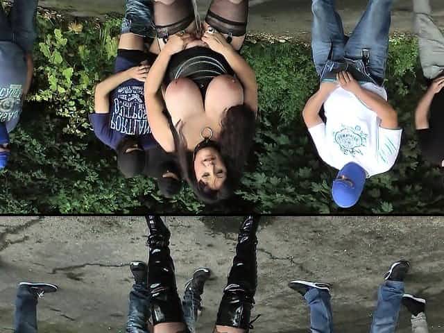 Girl with BIG boobs in PUBLIC sex orgy gangbang PART 2