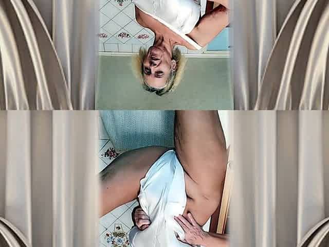 Hot Housewife Lukerya at Home in the Kitchen in White Lingerie