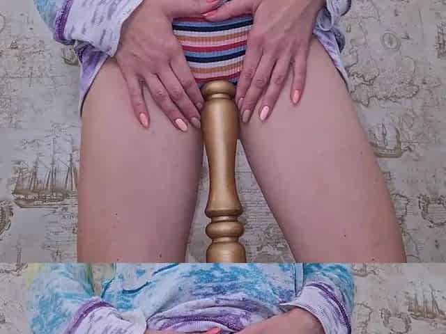 Tiny Stepsister Riding BedPost. Bizarre Insertion. Toystest