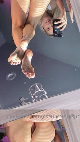 Blonde in stockings hot foot fetish and pussy pounding
