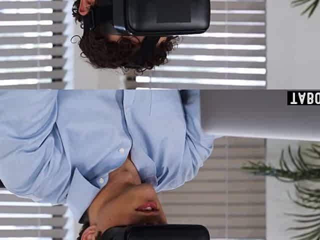 Latin babe mother I'd like to fuck maid walks in on office workers using VR goggles to get off