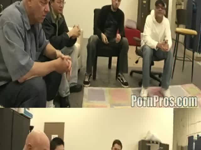 Stupid Slut Tanner gets jizzed on by 5 dudes!