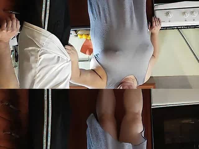 in the morning, in the kitchen, a chubby woman masturbates my rod to a ejaculation