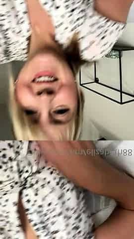 Cute blonde with big boobs solo