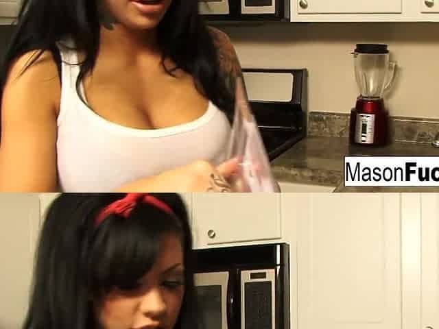 Mason masturbates in the kitchen and gets actually angry