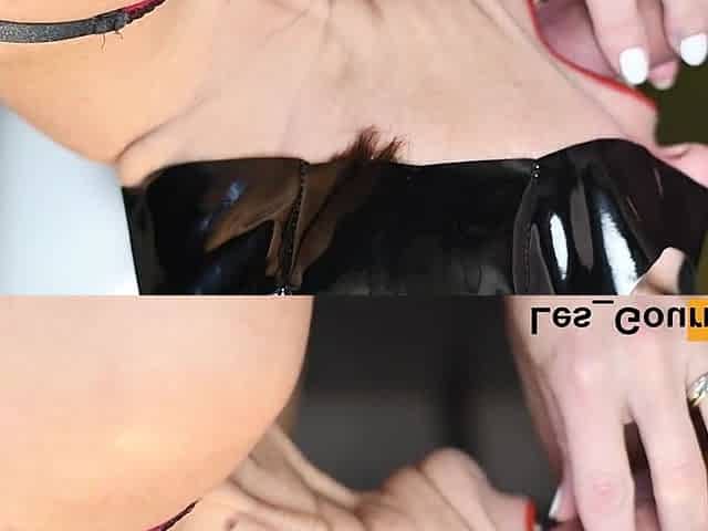 Catwoman with Red Lipstick Gives a Nice Blowjob, Swallows the Cum and Laps It From Her Hands