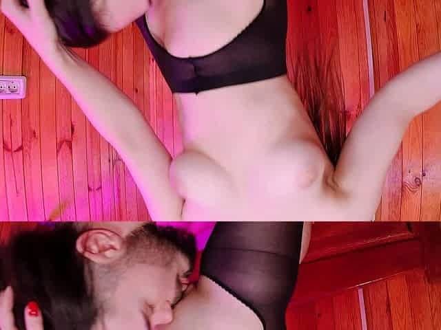 Brunette amateur webcam babe pleases pussy