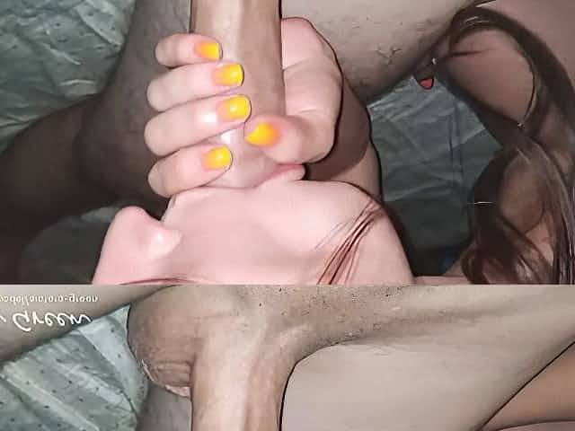 Delicious Massive Cum - Kissing Sharing Husbands Cock With Girlfriend