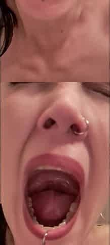 Nude Goth Yawning in Bathtub