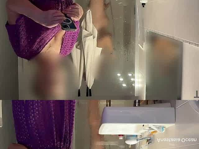 3 of us in the baths. This guy's jerking in shower front of my step Mama. Family use. Voyeur.