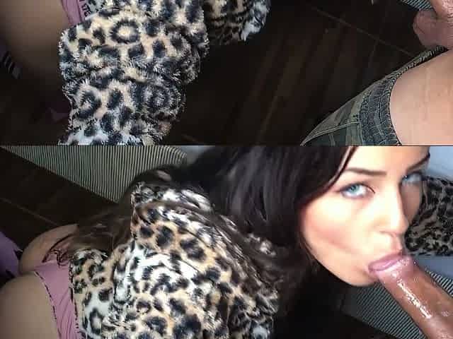 Beautiful Brunette Slut With Amazing Blue Eyes Sucked Me Off In The Hallway