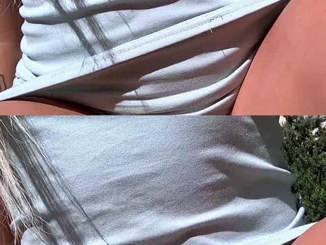 Pregnant blonde masturbates close up